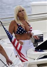 Linda Hogan Shows Nationalism in American Flag Bikini