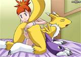 Renamon And Rika Are Making Out Rika Is Teasing Renamon With Her
