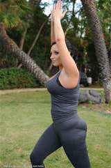 MILF in tight jogging , sport pants doing yoga - nice tits and b ...